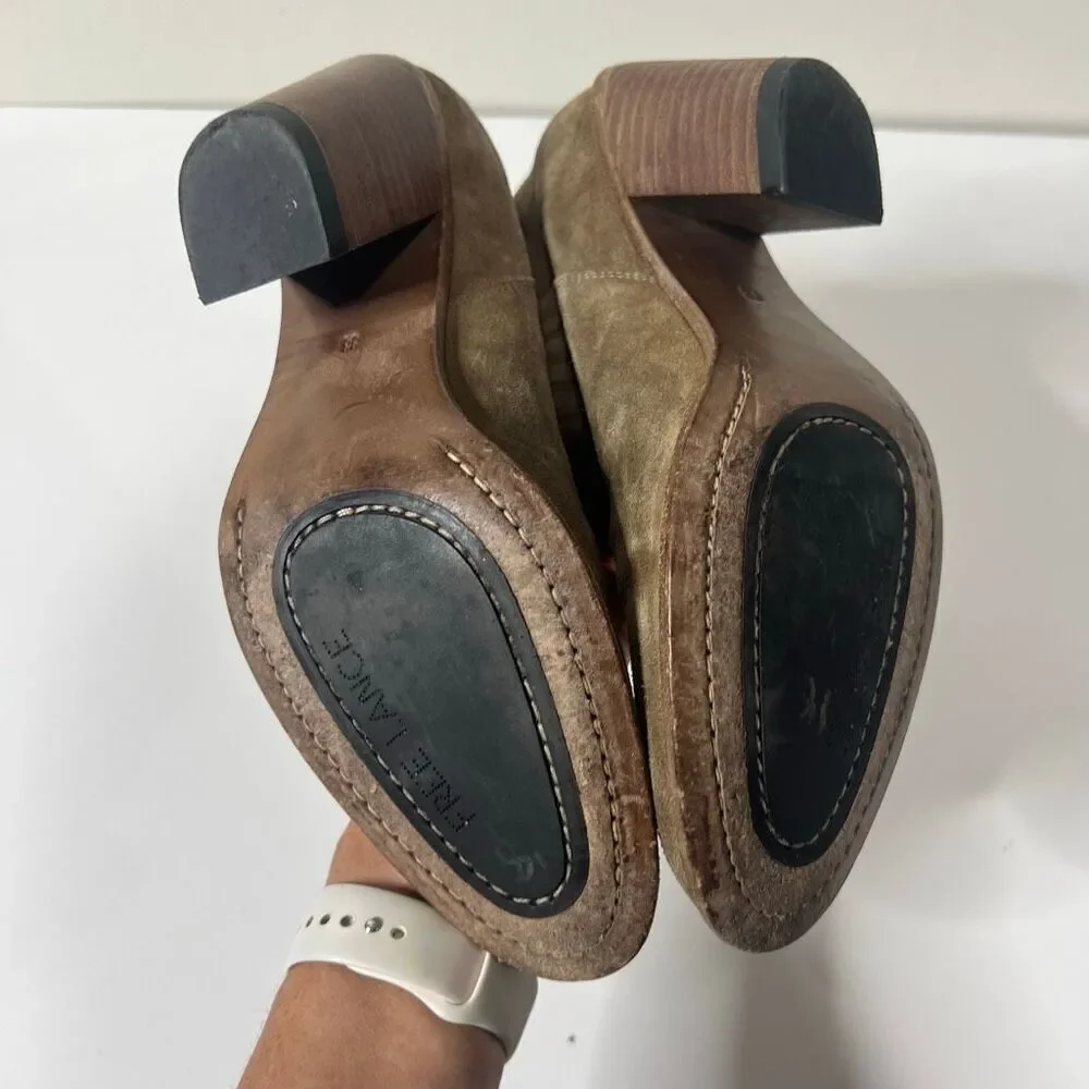Free Lance Jane 70 Chelsea Beveled Boot with Heel Suede Leather Taupe Brown Size
